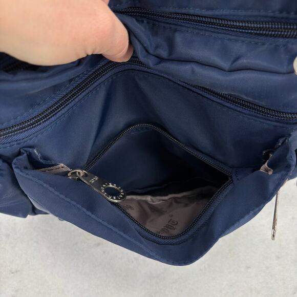 Soyater Nylon Crossbody Shoulder Bag Navy Blue Zip Pockets Handbag Purse - Picture 5 of 12